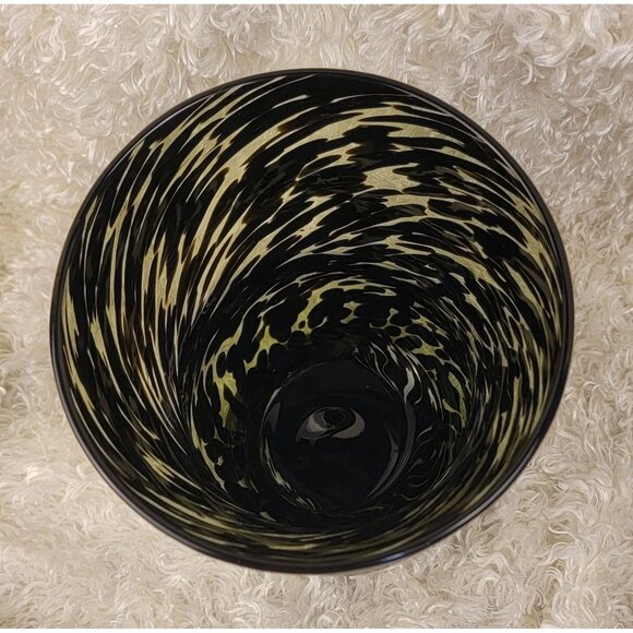 Vintage Hand Blown Green and Black Swirl Vase - Picture 7 of 16